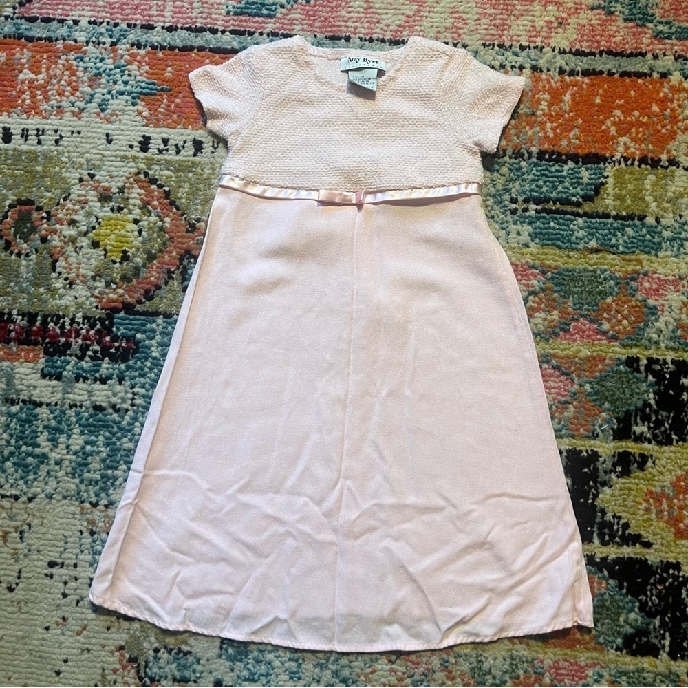 Vintage 1990's Amy Byer California Girl's Pink Maxi Dress Fuzzy Barbiecore sz 4